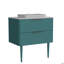 Meuble-lavabo autoportant pour salle de bain moderne à rayures aigue-marine SANS lavabo, pré-assemblé