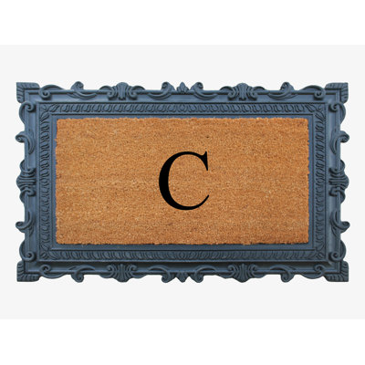 A1HC First Impression Carson Rubber and Coir Doormat Monogrammed Mat 24" X 36"