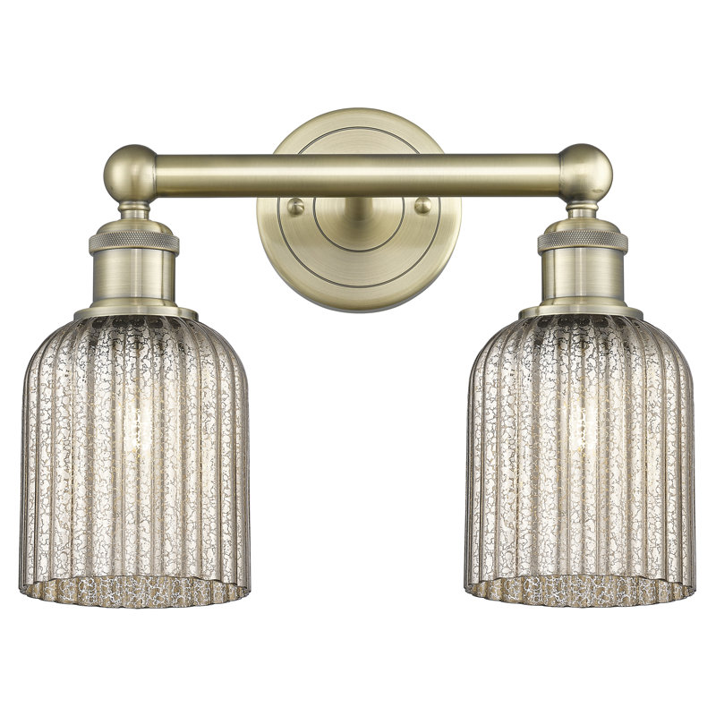 Edison Addeline 2 Light 14" Bath Vanity Light Shade, Antique Brass, Metallic Gray