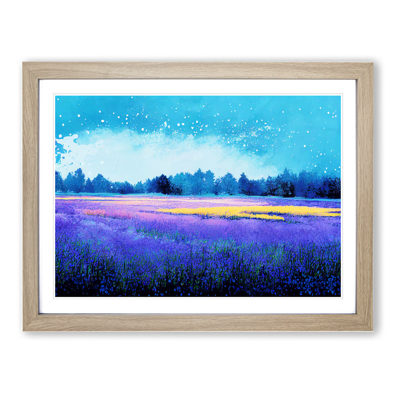 Adventurous Bluebell Field - Single Picture Frame Painting, Oak Framed, 34cm H x 46cm W x 2cm D