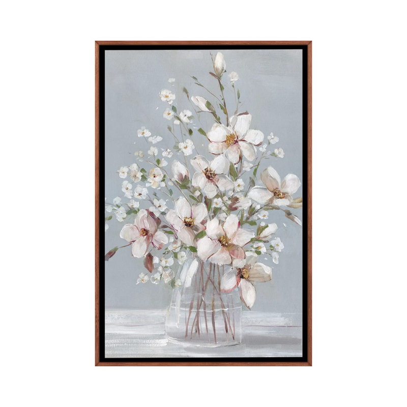 Magnolia Romance - reproduction d'art murale - toile encadrée, Brun, H 48 po x l 32 po