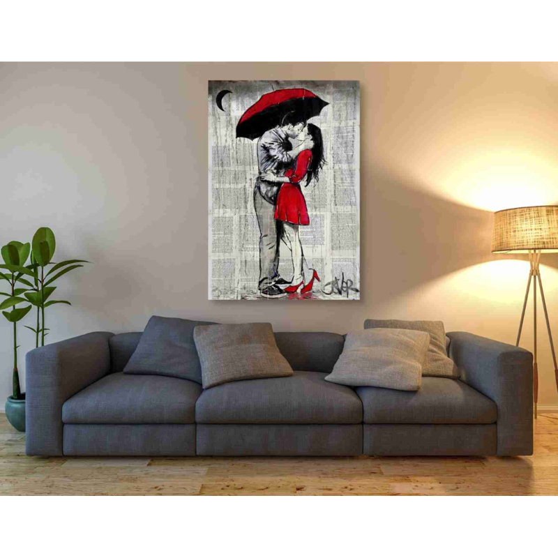 «Red Rainy Love» par Loui Jover - reproduction d'art sur toile tendue