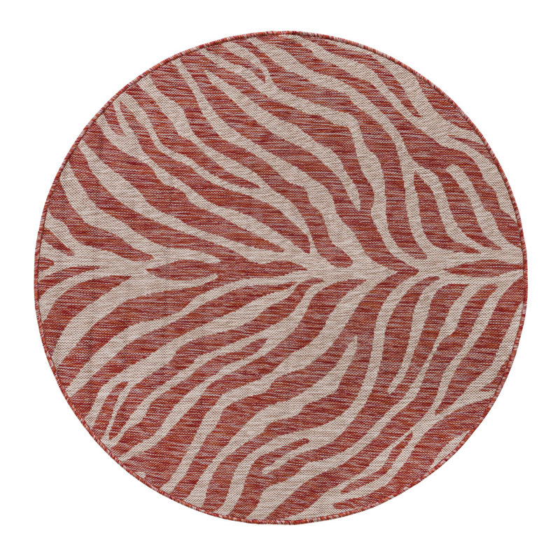 Rust Red Tsavo Indoor/Outdoor Safari Rug, Round 4'