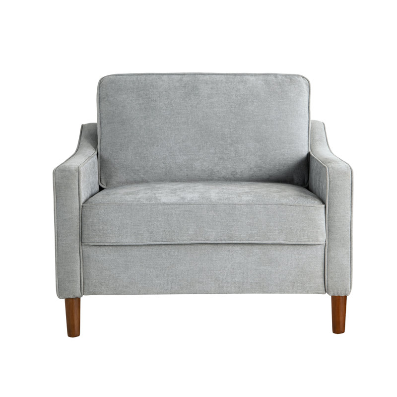 Fauteuil club tapissier à accoudoirs carrés 39 po Sarah, Polyester gris clair