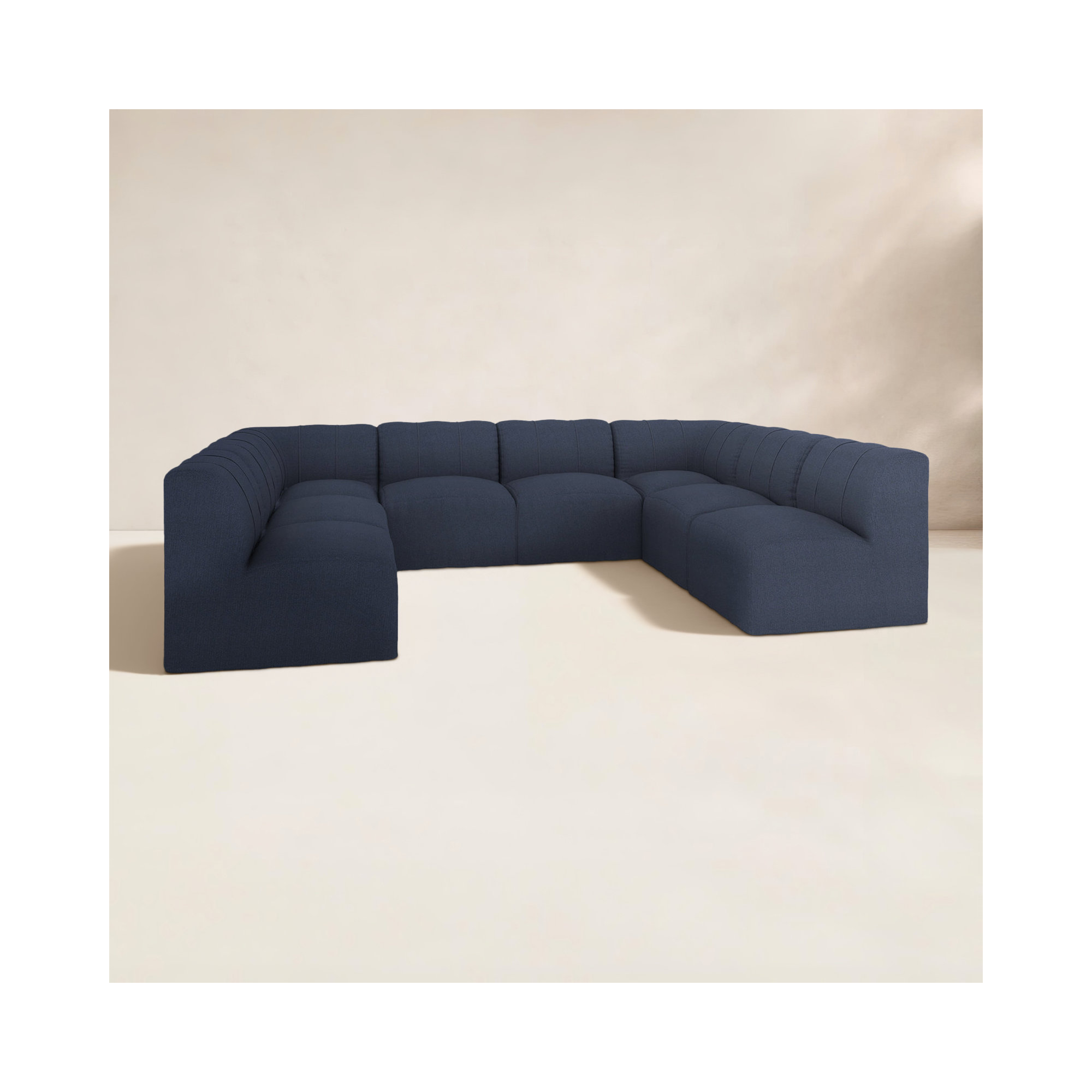 Praia 124" Sunbrella Outdoor U Sectional, Canvas Navy Sunbrella® Canvas