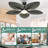 52 inch Ceiling Fans with Lights, Tropical Ceiling Fans with Lights and Remote, Tri-Colour LED, Reversible 6-Speed w/Quiet DC Motor Timing