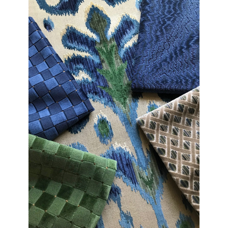 Harlington Bourne Velvet Fabric, Peacock