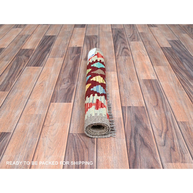 2'x2'10" Red Pure Wool Hand Woven Afghan Kilim Oriental Rug D569DF2339024EB6845C3B1DE4E541D8