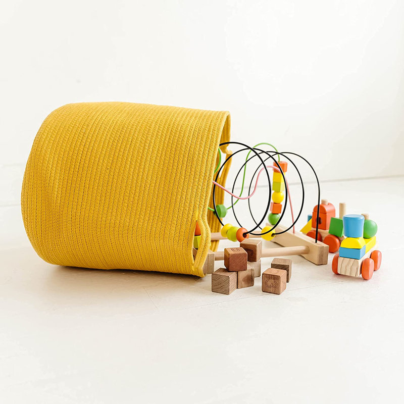 Laundry Cotton Basket, 14" H x 15" W x 15" D, Yellow