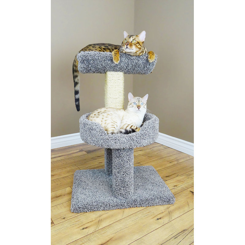 Gray Sisal and Carpet Outdoor Cat House with Perch