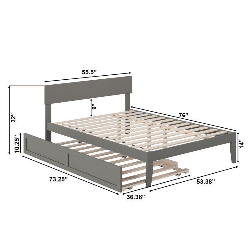 Farrah Kids Twin Platform with Trundle, Gray, Full