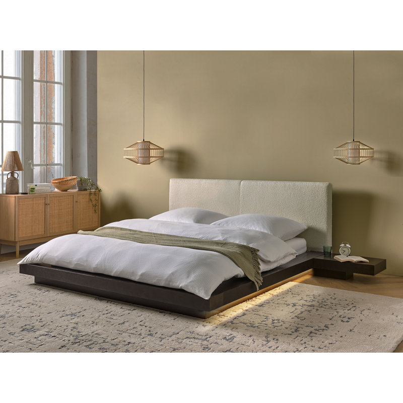 Ronish Upholstered Bed, Kingsize (5'), Dark Brown/White