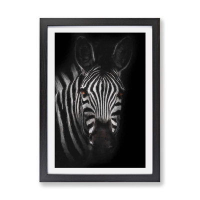 Zebra in the Shadows - Framed Print
