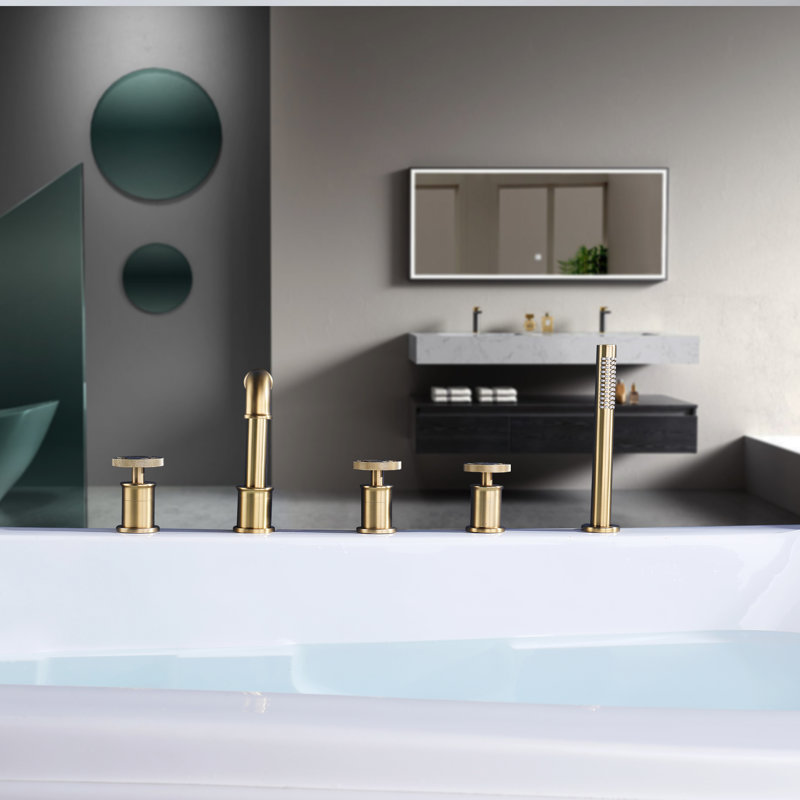 roind Tub Faucet with Handheld Shower Faucet, Brushed Gold