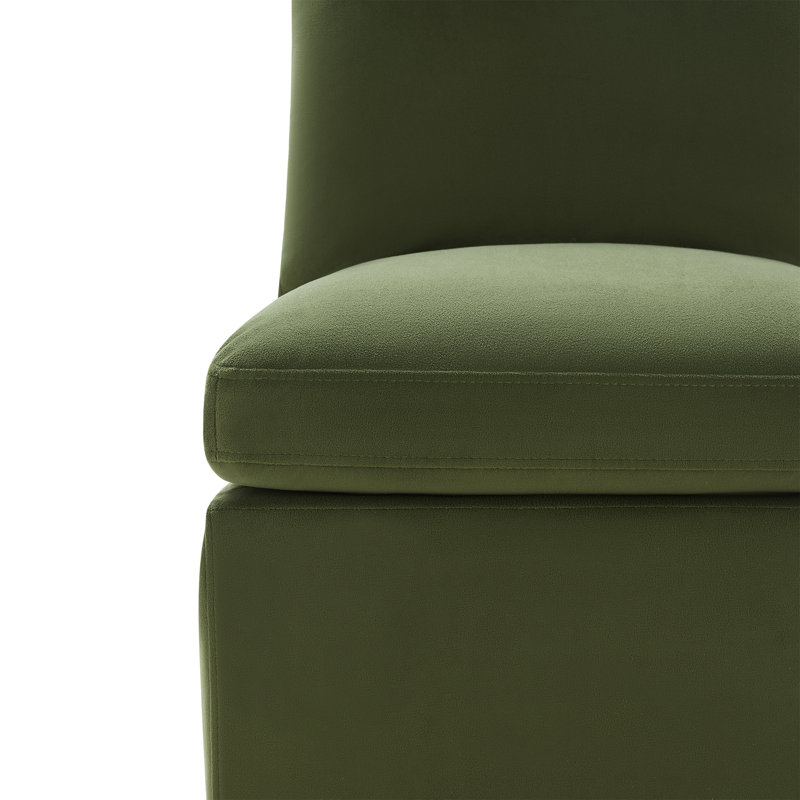 Chaise d'appoint rembourrée Alayaa, Velours performance vert forêt Bella