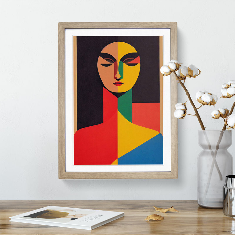 Abstract Portrait of a Woman No.7 - Framed Print, 34cm H x 25cm W x 2cm D, Oak Framed