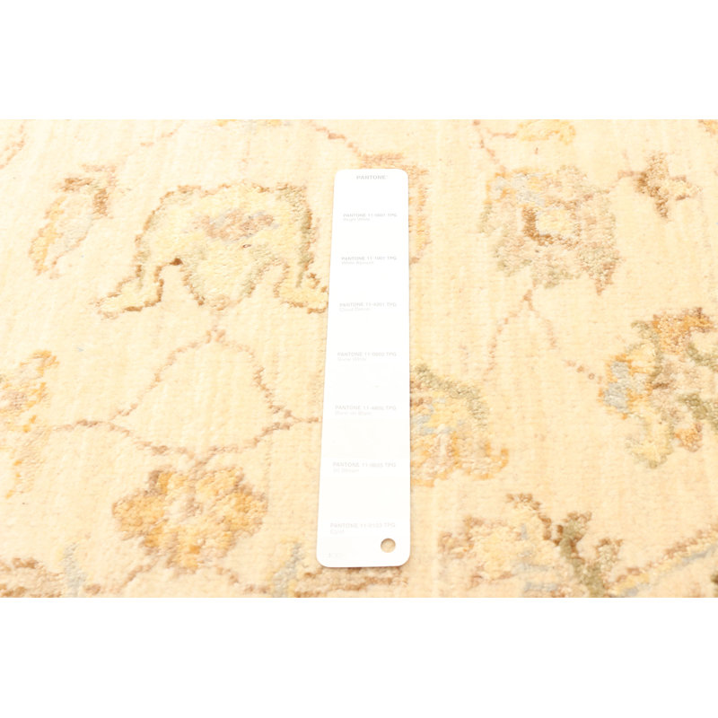 One-of-a-Kind 4'1" New Age Round Wool Area Rug in Cream