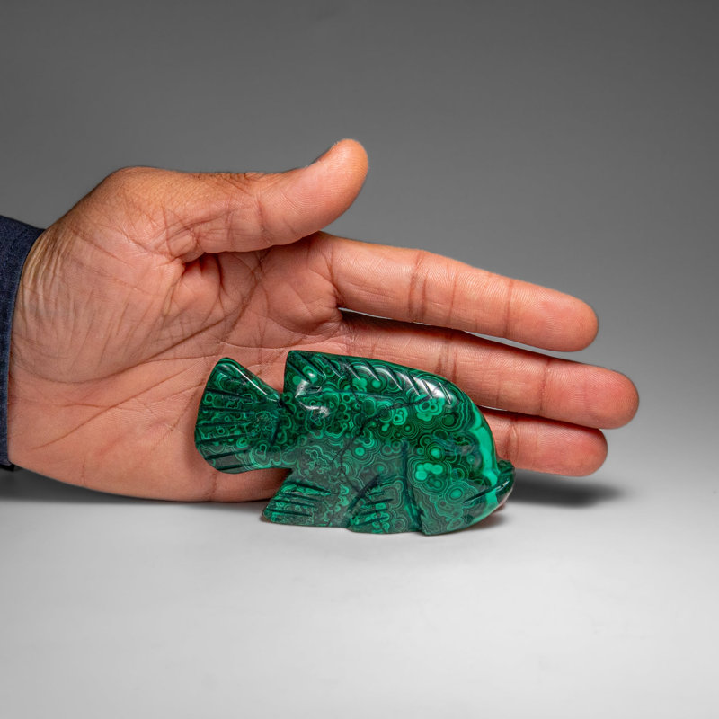 Genuine Polished Malachite Fish Carving (185 Grams)