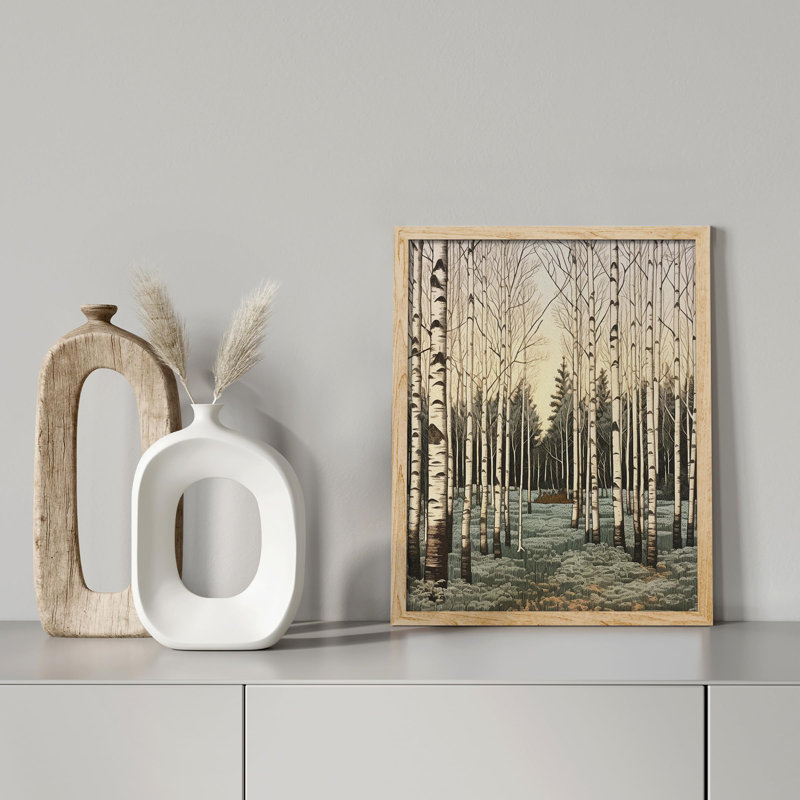 " Black And White Birch Trees ", 10" H x 8" W, Natural