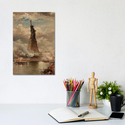 The Unveiling Of The Statue Of Liberty, Enlightening The World, 1886 by Edward Moran - Wrapped Canvas Painting