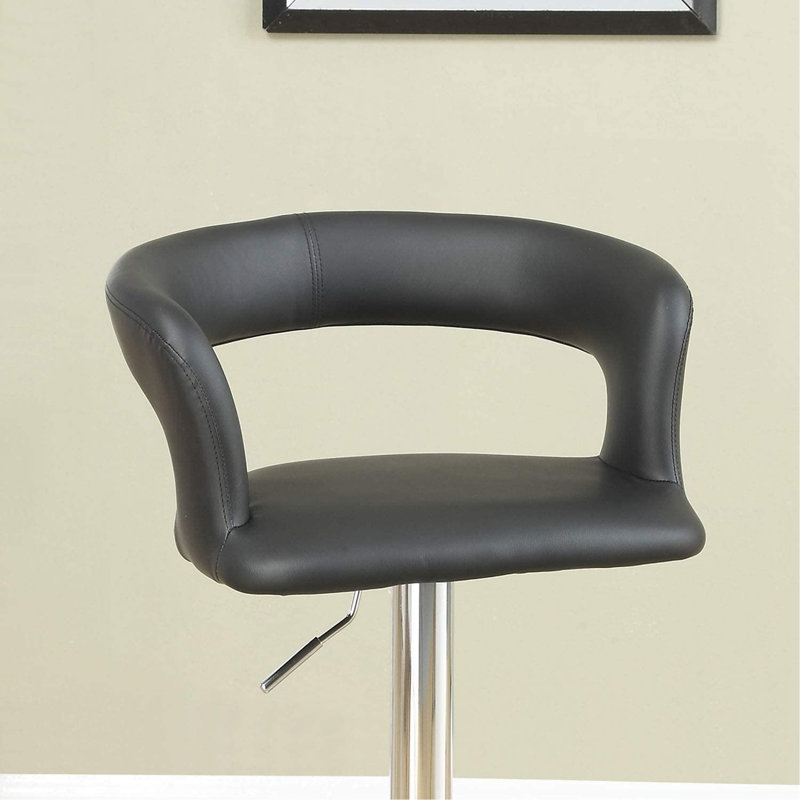 Ensemble de 2 tabourets de bar et tabourets de bar à hauteur réglable en PVC / similicuir, Noir