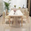 White + Burlywood Rectangular Sintered Stone + Solid Wood Dining Table-1027907093