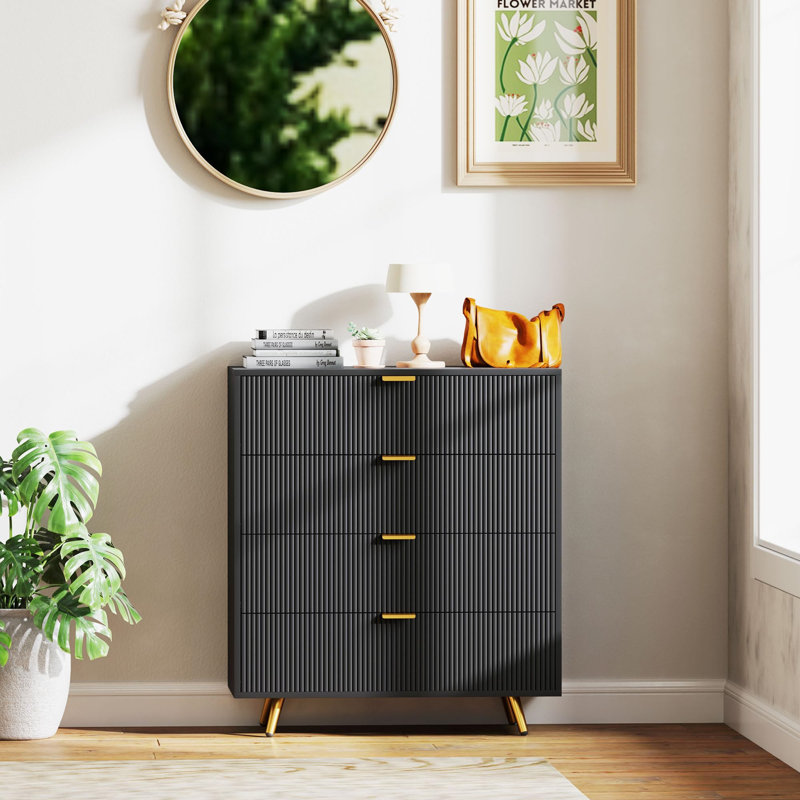 Baylum 10cm W 4 - Drawer Chest of Drawers, Black