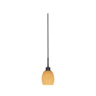 Edge Cord Mini Pendant Shown In Espresso Finish With 5" Cayenne Linen Glass