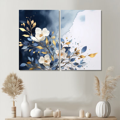 Grandes fleurs blanches lilas - impressions florales sur toile