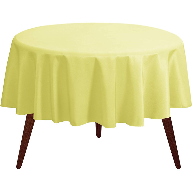Ambee Round No Pattern Polyester Tablecloth, 108" Round, Yellow