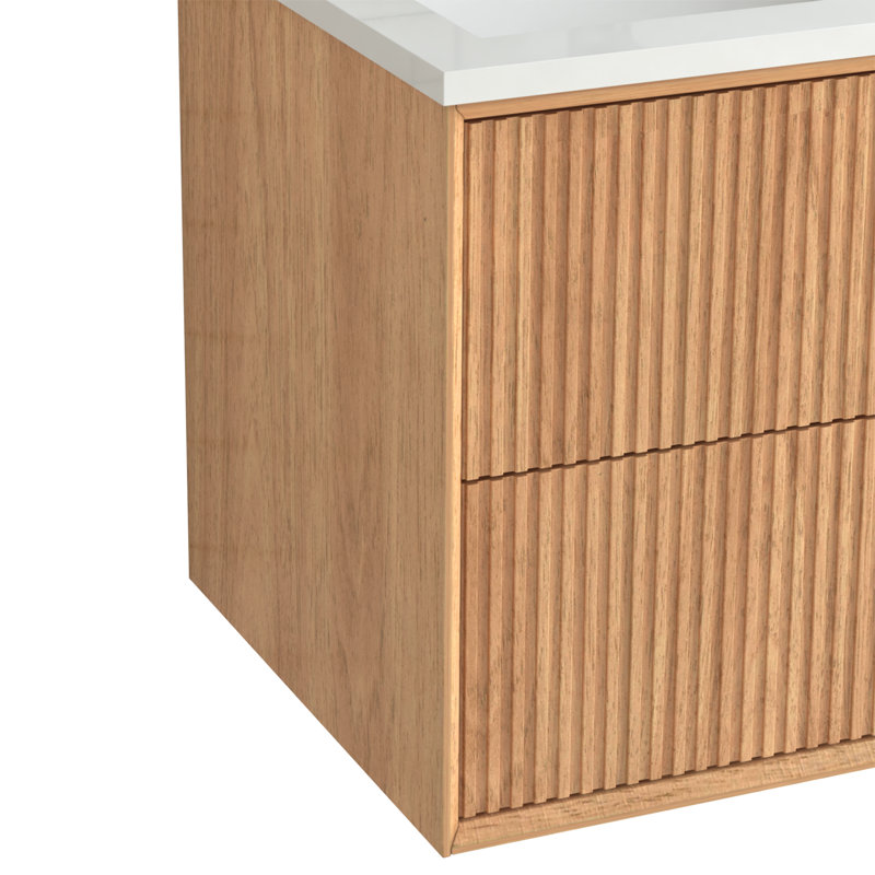 Meuble-lavabo mural 24 po avec lavabo, meuble-lavabo mural moderne minimaliste avec lavabo intégré