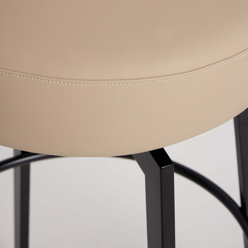 Clermont Stool, Bar Stool (29" Seat Height), Cream Latte Seat/Matte Black Frame