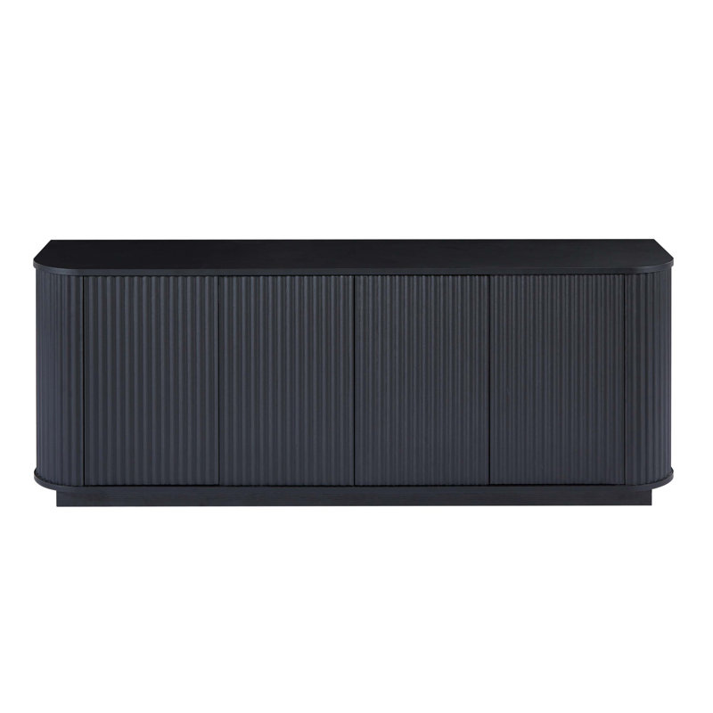 Sideboard Storage Cabinet TV Stand with wave pattern Buffet Cabinet Wooden Vertical Striped Cabinet