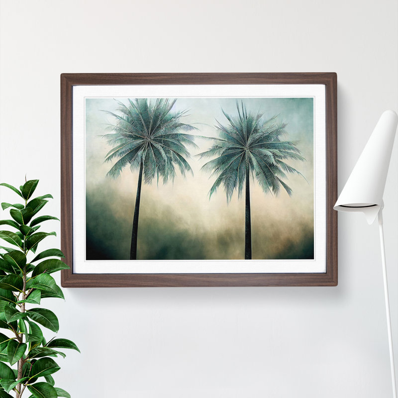 Fantastic Palm Trees - Single Picture Frame Print, 34cm H x 46cm W x 2cm D, Walnut Framed