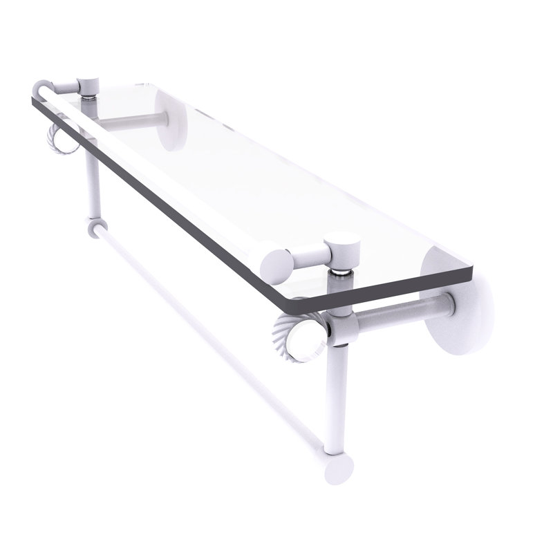 Tablette murale galerie de verre Margolis, Blanc mat, H 6,7 po x l 22 po x p 5,8 po