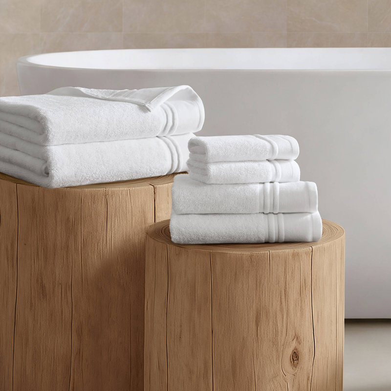 Roan Border 6 Piece Towel Set, 6-Piece, White/White