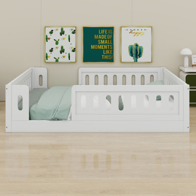 Wood Platform Bed With Guardrail