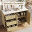Buffet cannelé de 40 po, armoire de rangement avec tablettes réglables, armoire d'appoint avec tiroirs, conception sans poignée, console multimédia pour le salon, la salle à manger, chêne naturel-130818863