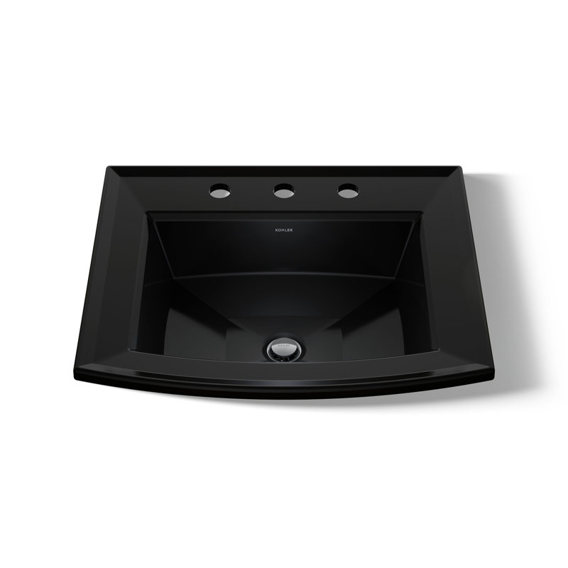 Archer Vitreous China Rectangular Drop-In Bathroom Sink with Overflow, Black, 8'' Centers