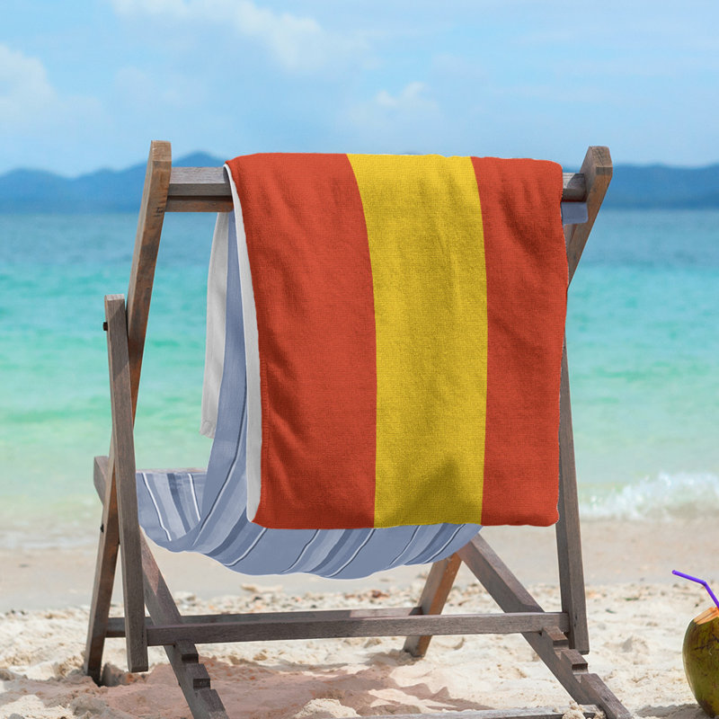 Vancouver Lightweight Beach Towel, Poly/Cotton, Red/Yellow/Red