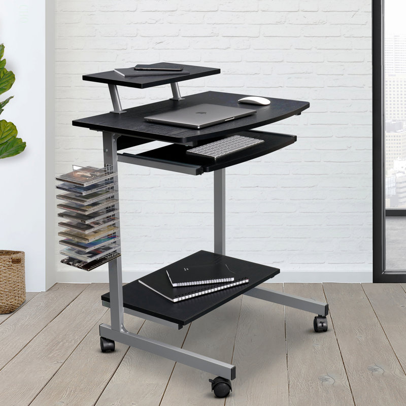 Chariot d'ordinateur compact avec rangement
