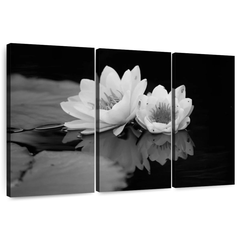 Harnek Monochrome Water Lilies, 42" H x 65" W