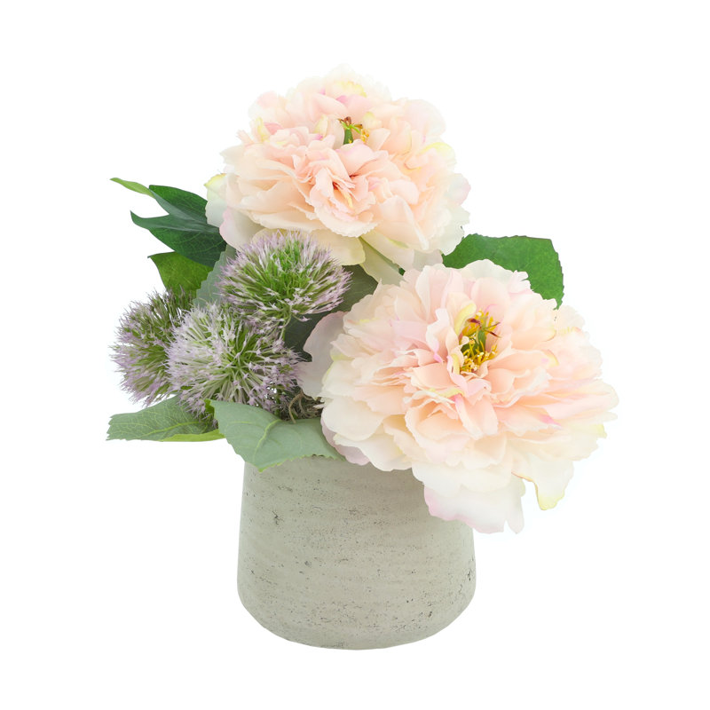 Peonies and Thistle in Fiberstone Pot