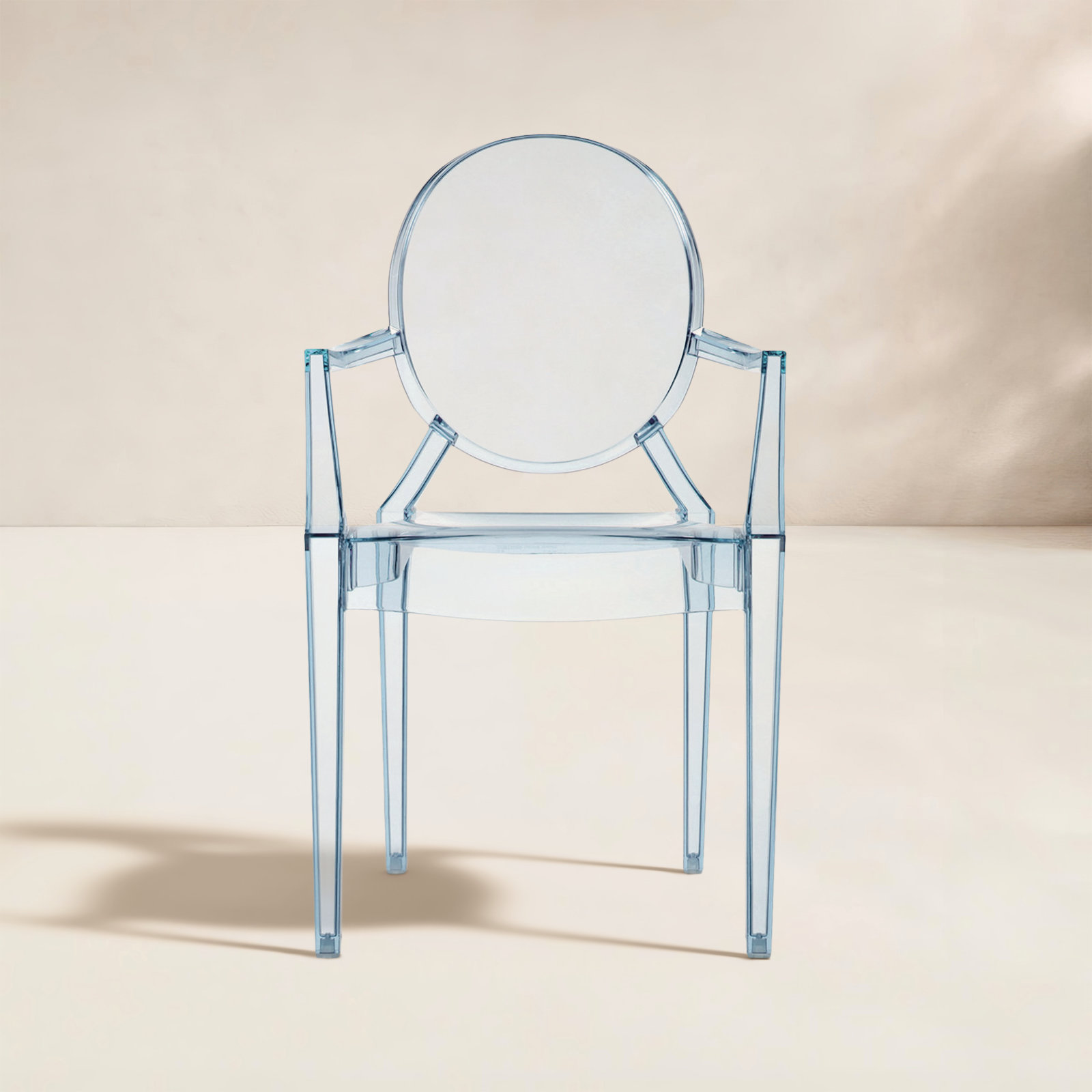 Ghost Premium All-Weather Wicker Outdoor Stacking Dining Armchair, Sky Blue