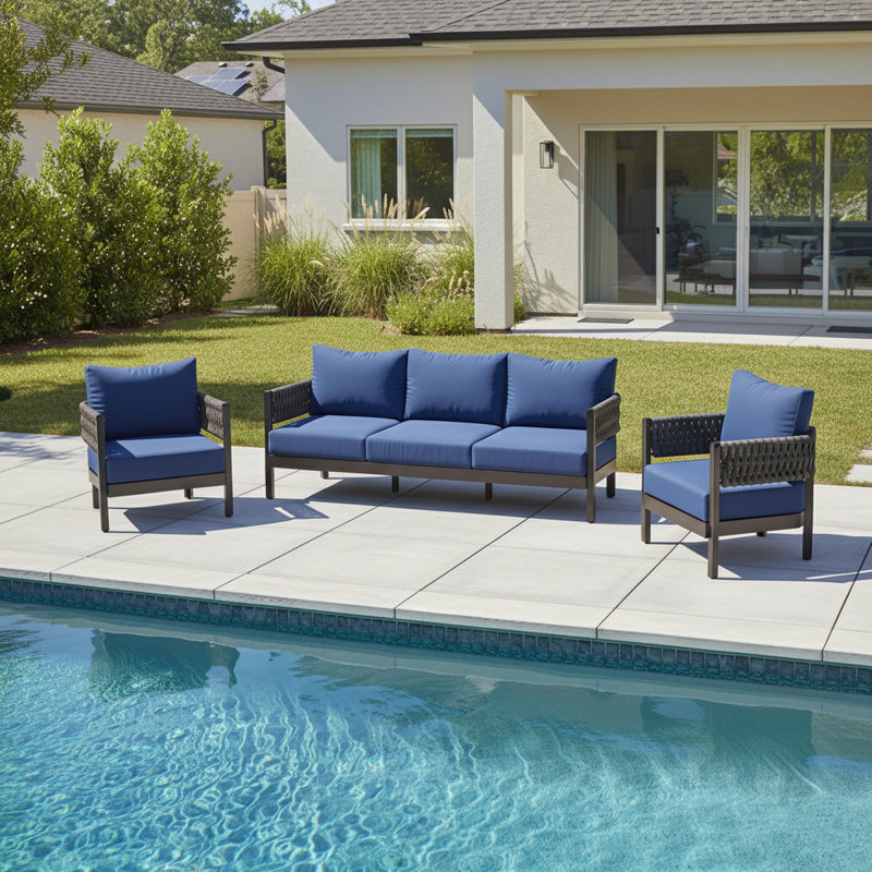 5-Person Aluminum Outdoor Sofa Seating Group With Cushions
