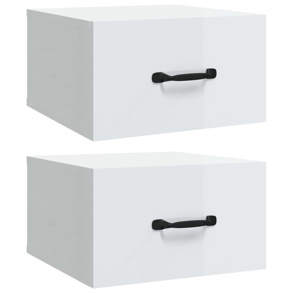 Set Of 2 Wall-Mounted Bedside Cabinets - White, 35X35x20 Cm Floating Nightstands
