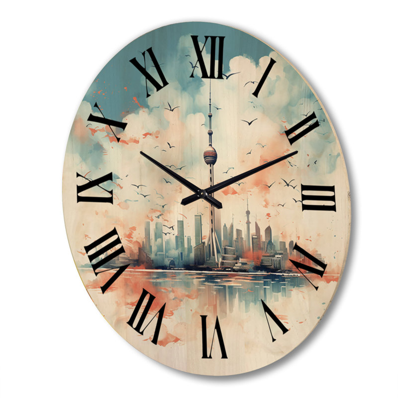 Horloge murale en bois massif Opas, Très grand