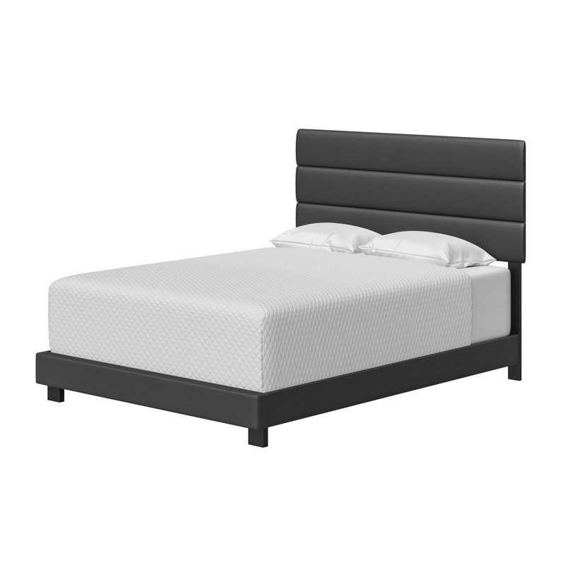 Boyd Sleep Napoli Faux Leather Fabric Upholstered Platform Bed Frame w/Adjustable Headboard, no Noise Strong Wood Slat Support, Box Spring/Foundation Required, Easy Effortless Assembly,