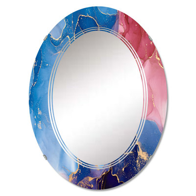 Bleu et mauve, luxe, abstrait, art fluide II - miroir mural moderne