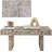 Handmade Coconut Shell Mosaic Coffee Table – Rustic Farmhouse & Coastal Style Rectangle Accent Table With White Patina Finish